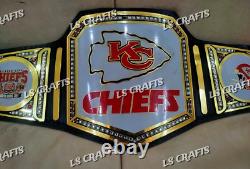 Titre en français: Ceinture en cuir taille adulte de 2 mm avec le titre de championnat du Super Bowl des Kansas City Chiefs