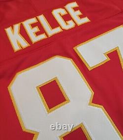 Travis Kelce #87 Maillot des Chiefs de la maison rouge cousu F. U. S. E. SB LVIII avec patch C