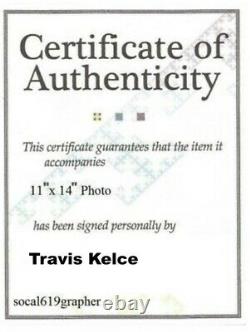 Travis Kelce A Signé Kansas City Chiefs 11x14 Photo Super Bowl LIV Champs Proof