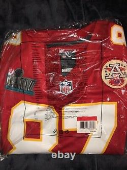 Travis Kelce Chiefs Super Bowl 54 LIV Patch Game Jersey Red White M, L, 2x
