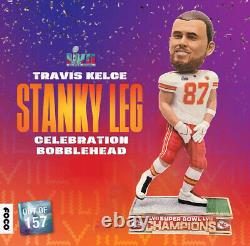 Travis Kelce Kansas City Chiefs Super Bowl LVII Champions Stanky Leg Bobblehead
	<br/>  
La figurine à tête branlante 'Stanky Leg' des champions du Super Bowl LVII, Travis Kelce et les Kansas City Chiefs