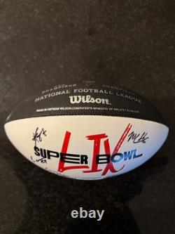 Travis Kelce Kansas City Chiefs ballon Super Bowl 59 signé MULTI Carson Wentz