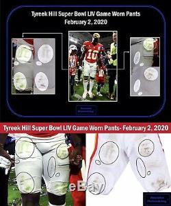 Tyreek Hill Super Bowl 54 LIV Jeu Utilisé Worn Kansas City Chiefs NFL Pant Mahomes
