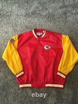 Veste de démarrage en satin rétro Vintage Kansas City Chiefs Taille X-Large en excellent état