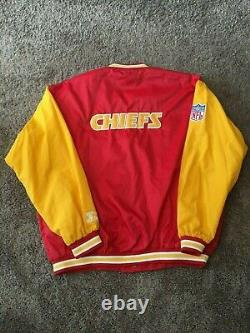 Veste de démarrage en satin rétro Vintage Kansas City Chiefs Taille X-Large en excellent état