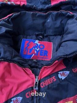 Veste matelassée vintage des Kansas City Chiefs des années 90 Pro Player Super Bowl Rare Vtg