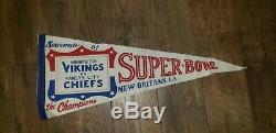 Vintage 1970 De Super Bowl Chiefs Vs. Vikings Pennant