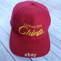 Vintage Années 1980 Kansas City Chiefs Sports Spécialités Wool Snapback Hat