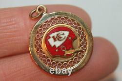 Vintage Solid 14k Or Jaune Kansas City Chiefs 1970 Super Bowl Charm Wells